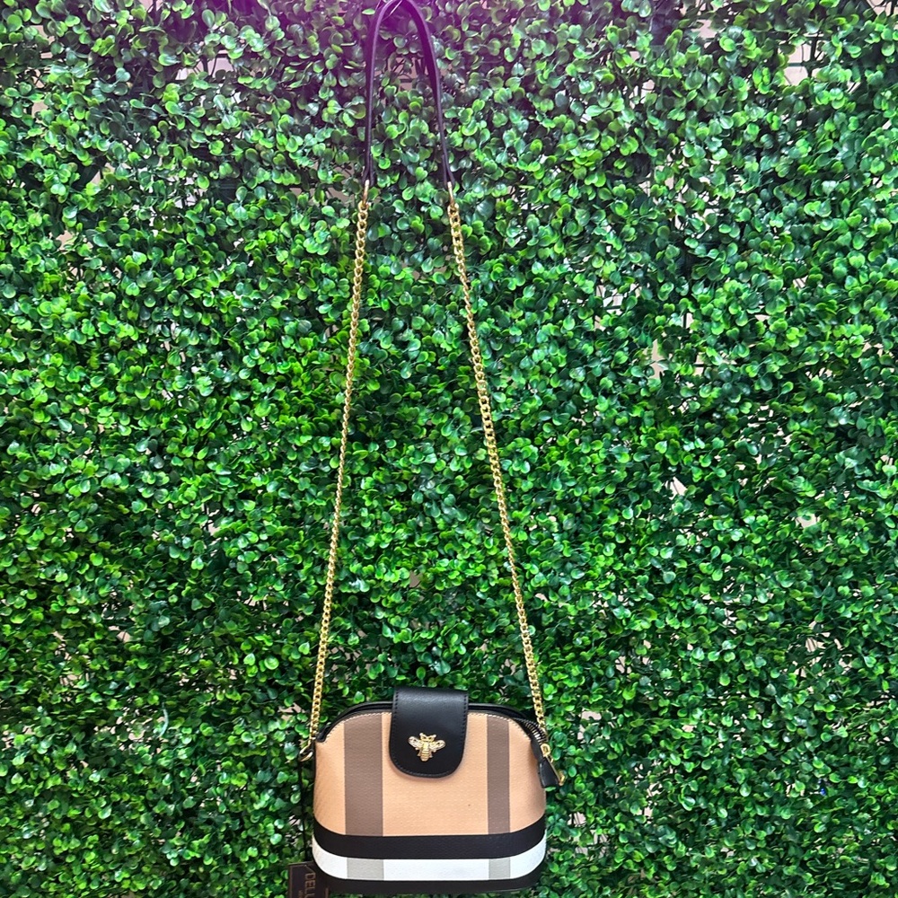 Elegant Black and Tan Crossbody Bag